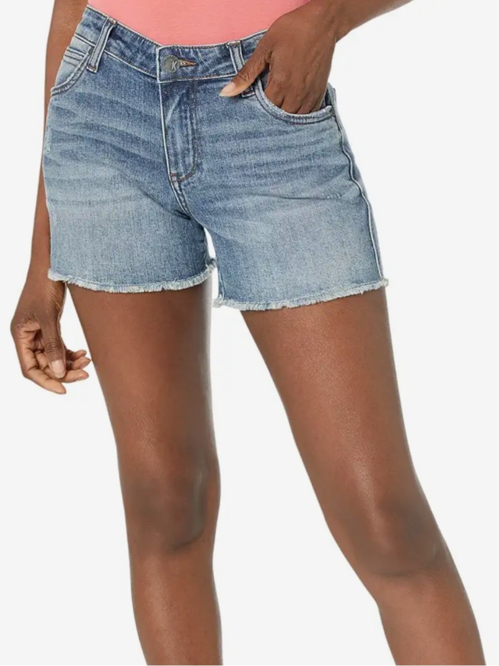 🆕 KUT from the Kloth Gidget High-Rise Comfort Stretch Fray Faded Shorts size 6